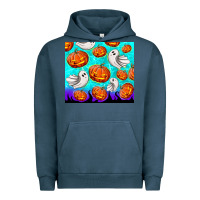 Pigment Midnight Navy halloween pumpkins with ghosts Urban Hoodie - TumblerDesignByShophia