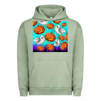 Pigment Oil Green halloween pumpkins with ghosts Urban Hoodie - TumblerDesignByShophia