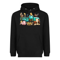 Black Farm Animals Truck Heavyweight Hoodie - BundleAndBundleShop