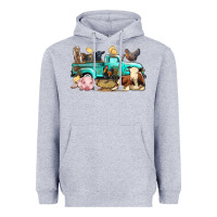 Heather Grey Farm Animals Truck Heavyweight Hoodie - BundleAndBundleShop