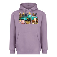 Lavender Farm Animals Truck Heavyweight Hoodie - BundleAndBundleShop