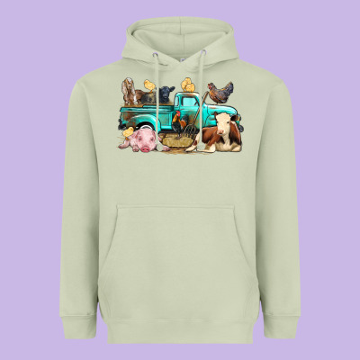 Farm Animals Truck Heavyweight Hoodie Designed By Bundleandbundleshop