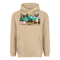 Mushroom Farm Animals Truck Heavyweight Hoodie - BundleAndBundleShop
