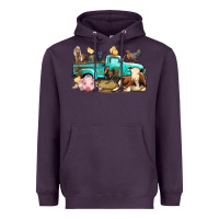Plum Farm Animals Truck Heavyweight Hoodie - BundleAndBundleShop