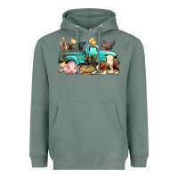Sage Farm Animals Truck Heavyweight Hoodie - BundleAndBundleShop