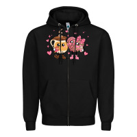 Black valentines  day conchas and cafecito Zipper Hoodie - MaliasSmallBusiness
