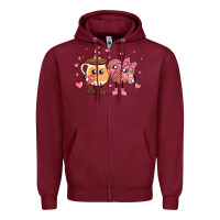 Burgundy valentines  day conchas and cafecito Zipper Hoodie - MaliasSmallBusiness