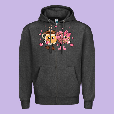 Valentines  Day Conchas And Cafecito Zipper Hoodie Designed By Maliassmallbusiness
