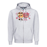Heather Grey valentines  day conchas and cafecito Zipper Hoodie - MaliasSmallBusiness