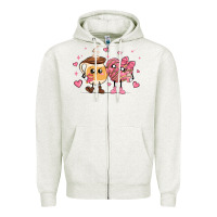 Oatmeal Heather valentines  day conchas and cafecito Zipper Hoodie - MaliasSmallBusiness