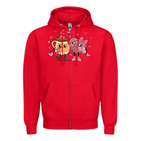 Red valentines  day conchas and cafecito Zipper Hoodie - MaliasSmallBusiness