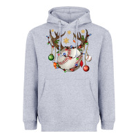 Heather Grey Baseball Horn Christmas Heavyweight Hoodie - BundleAndBundleShop