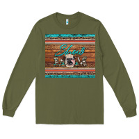Army Green show mom aztec cowhide leopard heifer Long Sleeve Tee - Artiststas