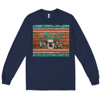 Navy show mom aztec cowhide leopard heifer Long Sleeve Tee - Artiststas