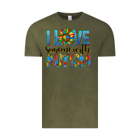 Vintage Olive ı love someone with autism Vintage Tee - AdoDesignShop