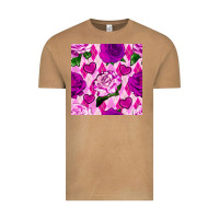 Vintage Camel valentines day roses and diamond plaid seamless pattern Vintage Tee - BundleAndBundleShop