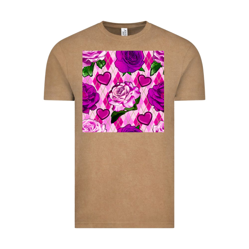 Valentines Day Roses And Diamond Plaid Seamless Pattern Vintage Tee by BundleAndBundleShop | Teevron