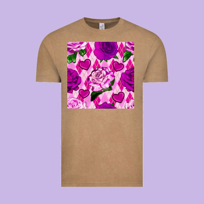 Valentines Day Roses And Diamond Plaid Seamless Pattern Vintage Tee Designed By Bundleandbundleshop