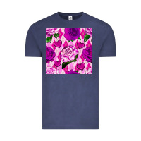 Vintage Denim valentines day roses and diamond plaid seamless pattern Vintage Tee - BundleAndBundleShop