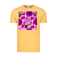 Vintage Mustard valentines day roses and diamond plaid seamless pattern Vintage Tee - BundleAndBundleShop