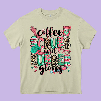 Heavy Core Tee coffee scrubs and rubber gloves