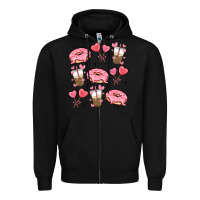 Black valentines day doodles Zipper Hoodie - MaliasSmallBusiness