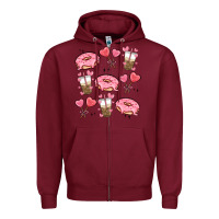 Burgundy valentines day doodles Zipper Hoodie - MaliasSmallBusiness