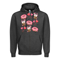 Charcoal Heather valentines day doodles Zipper Hoodie - MaliasSmallBusiness