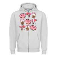 Dove Grey valentines day doodles Zipper Hoodie - MaliasSmallBusiness