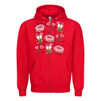 Red valentines day doodles Zipper Hoodie - MaliasSmallBusiness