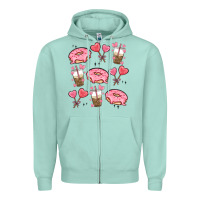 Seafoam valentines day doodles Zipper Hoodie - MaliasSmallBusiness