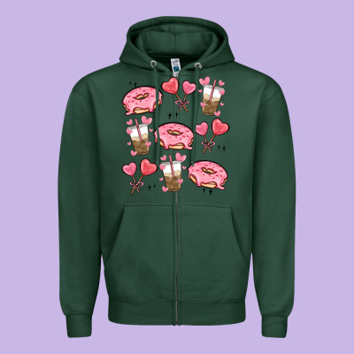 Valentines Day Doodles Zipper Hoodie Designed By Maliassmallbusiness