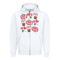 White valentines day doodles Zipper Hoodie - MaliasSmallBusiness