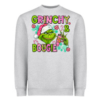 Heather Grey christmas characters and bougie Heavyweight Sweatshirt - AdoDesignShop