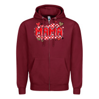 Burgundy valentine mama Zipper Hoodie - MaliasSmallBusiness