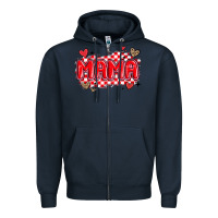 Navy valentine mama Zipper Hoodie - MaliasSmallBusiness