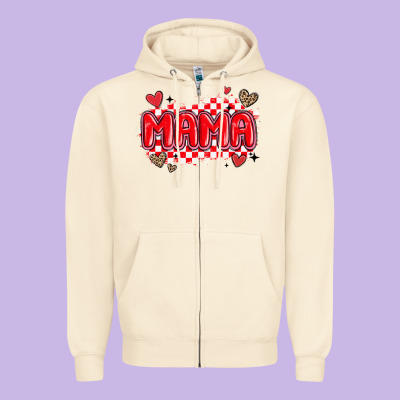 Valentine Mama Zipper Hoodie Designed By Maliassmallbusiness