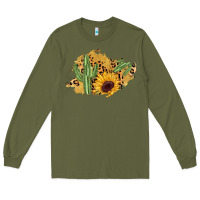 Army Green cactus leopard sunflower glitter  patch Long Sleeve Tee - AdoDesignShop