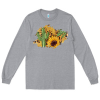 Heather Grey cactus leopard sunflower glitter  patch Long Sleeve Tee - AdoDesignShop