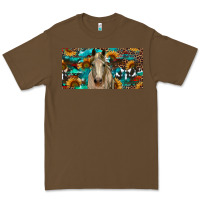 Cacao Horse With Sunflowers Aztec And Cowhide Premium Tee - RanaPortraitStore