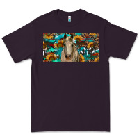 Plum Horse With Sunflowers Aztec And Cowhide Premium Tee - RanaPortraitStore