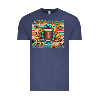 Vintage Denim football cowhide sunflower Vintage Tee - JahusDesignShop