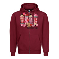 Burgundy valentines day teacher life Zipper Hoodie - MaliasSmallBusiness