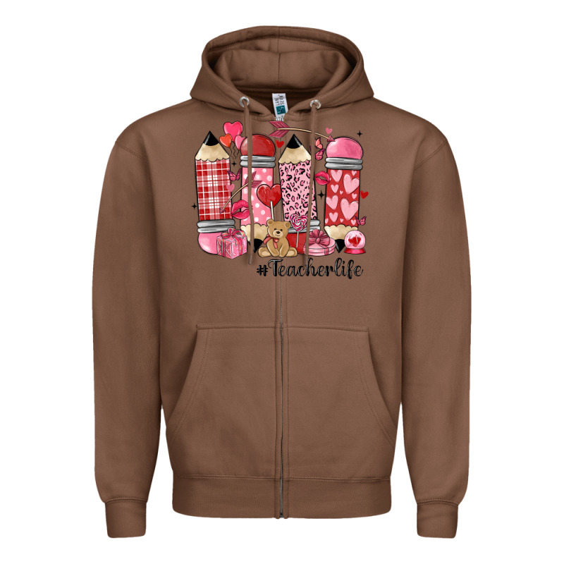 Valentines Day Teacher Life Zipper Hoodie by MaliasSmallBusiness | Teevron
