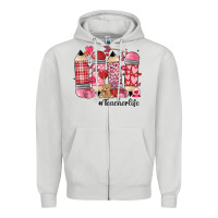 Dove Grey valentines day teacher life Zipper Hoodie - MaliasSmallBusiness