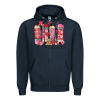 Navy valentines day teacher life Zipper Hoodie - MaliasSmallBusiness