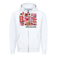 White valentines day teacher life Zipper Hoodie - MaliasSmallBusiness