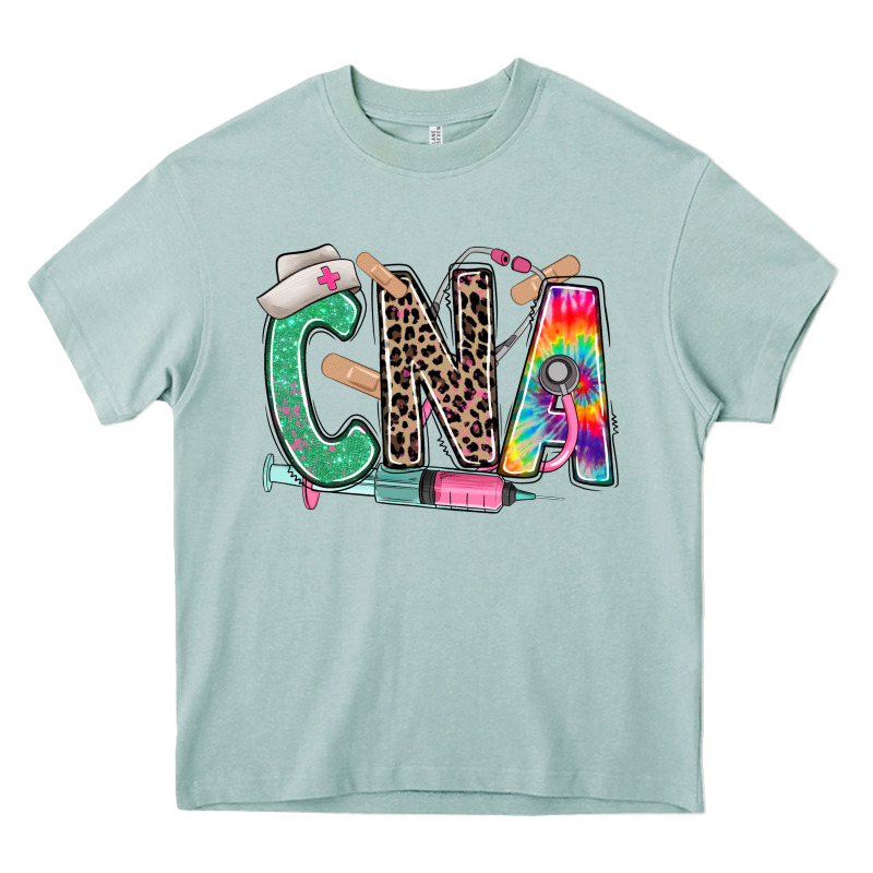 Cna Nurse Tie Dye Leopard Heavy Core Tee by RanaPortraitStore | Teevron