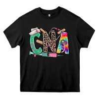 Black cna nurse tie dye leopard Heavy Core Tee - RanaPortraitStore