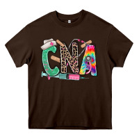 Chocolate Brown cna nurse tie dye leopard Heavy Core Tee - RanaPortraitStore